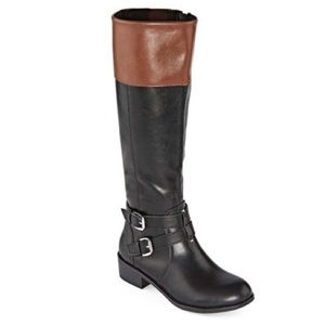 Two Tone Wide Calf Riding Boots 10 ARIZONA Denmark